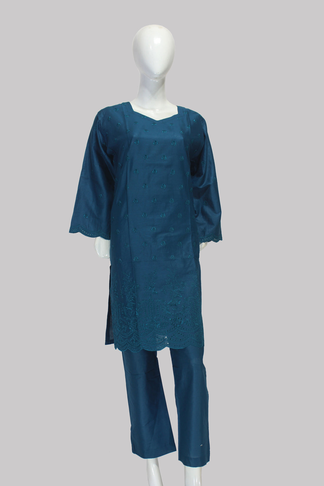 Teal Grace – 2 Piece Embroidered Suit