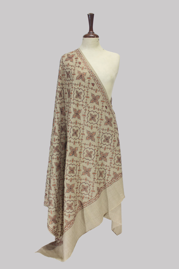 Beige Marigold Pattern Shawl
