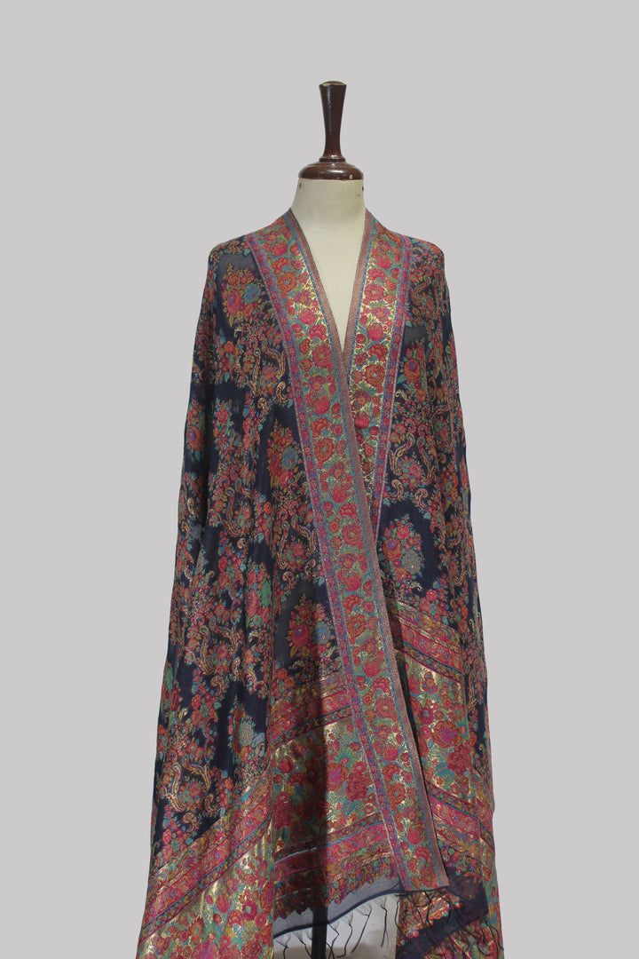 Nocturnal Blossom Kani Silk Dupatta