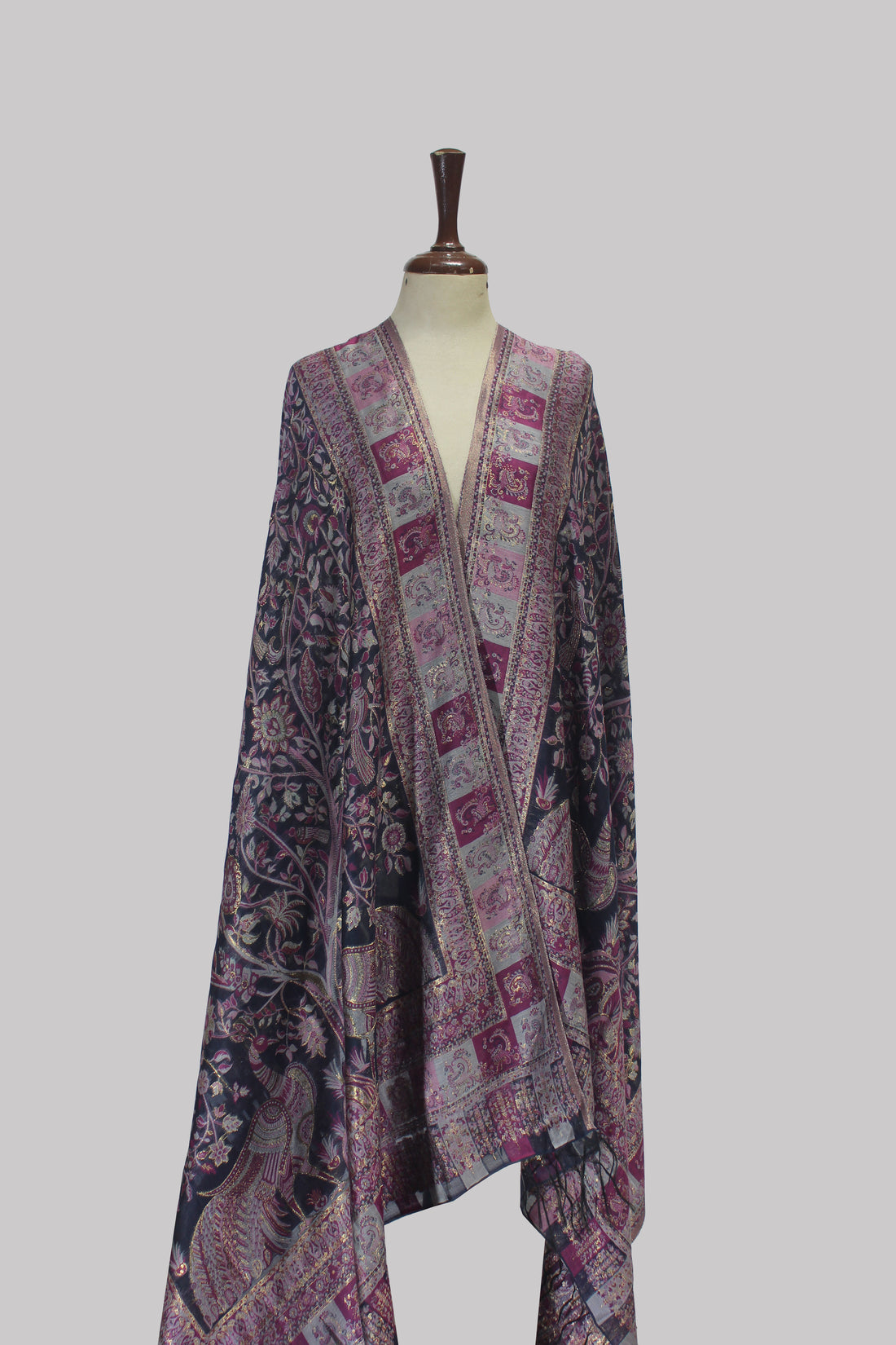 Majestic Plum Kani Silk Dupatta