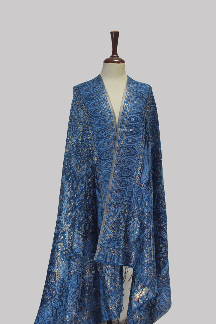 Midnight Paisley Kani Silk Dupatta