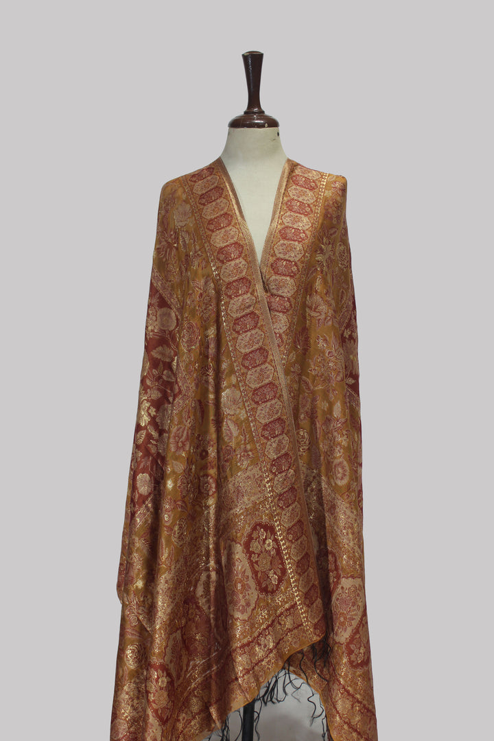 Golden Amber Kani Silk Dupatta