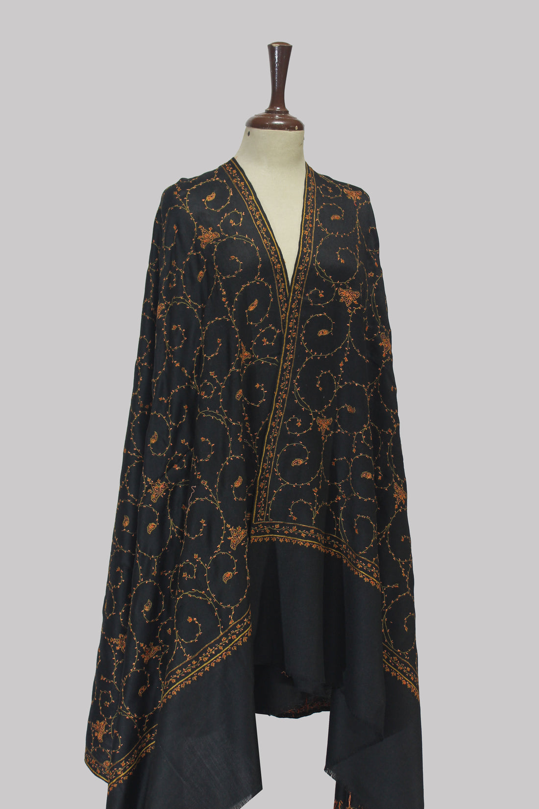 Midnight Vines Kashmiri Wool Shawl