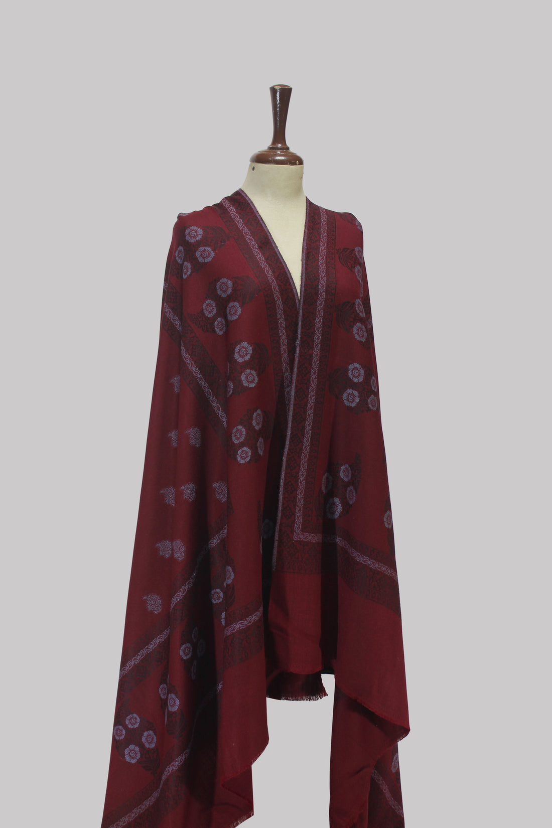 Gul-e-Maroon Handcrafted Shawl