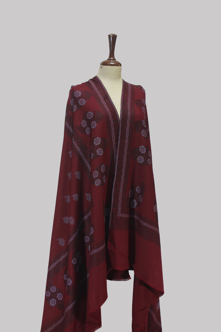 Gul-e-Maroon Handcrafted Shawl