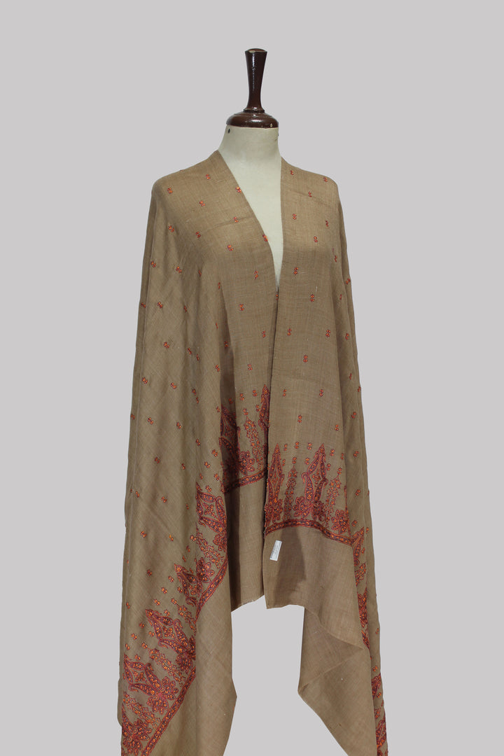 Amber Dusk Embroidered Heritage Shawl