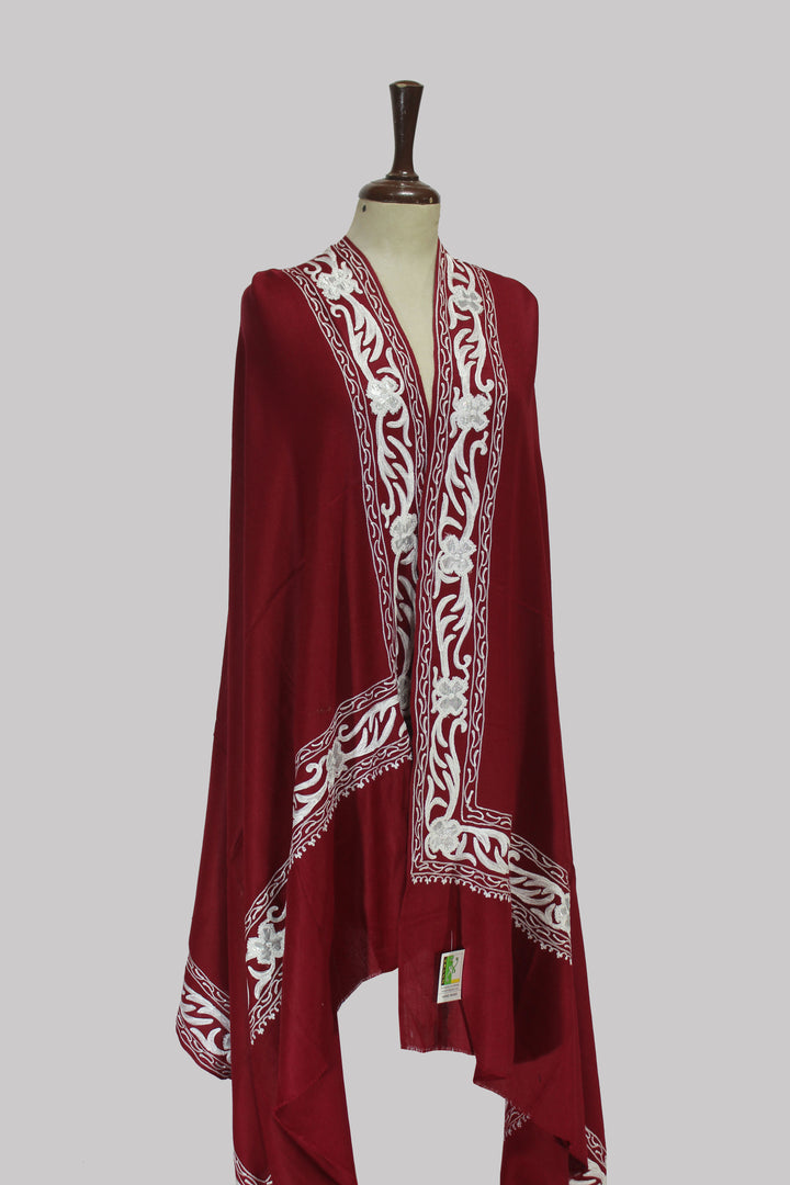Crimson white Shawl