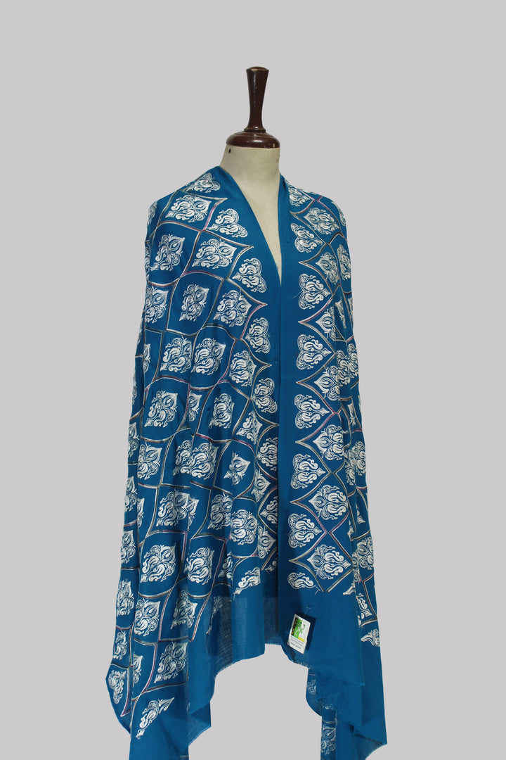 Indigo Royale Handblock Shawl