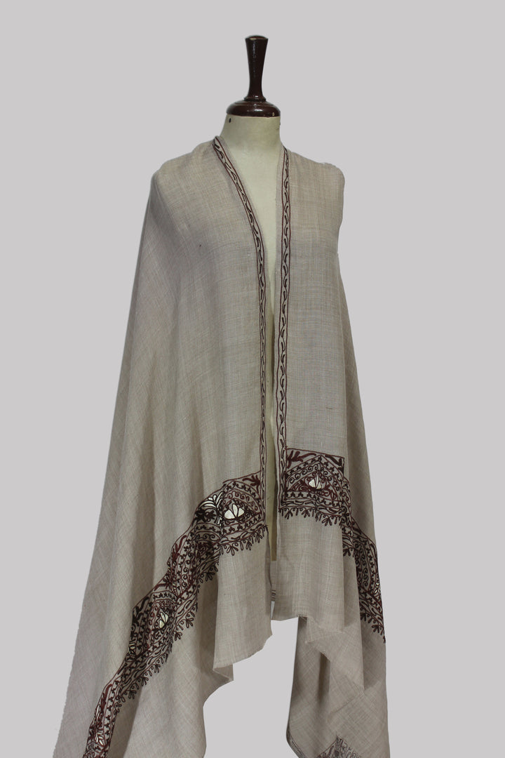 Ivory Noor Border Shawl