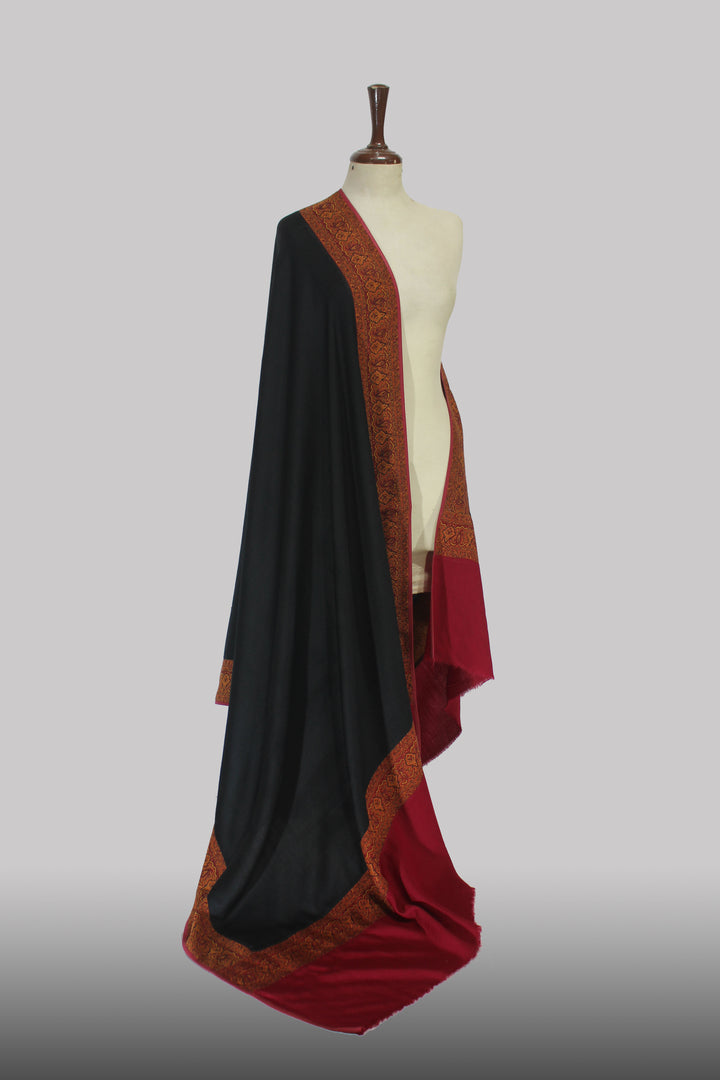 Black Zahra Crimson Border  Shawl