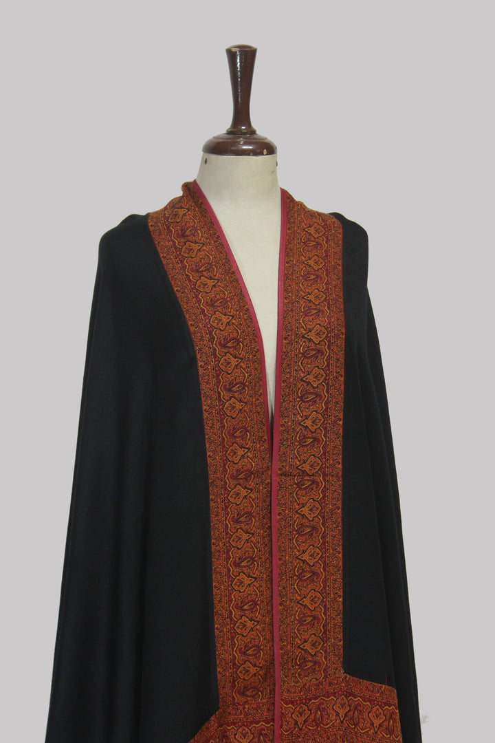 Black Zahra Crimson Border  Shawl
