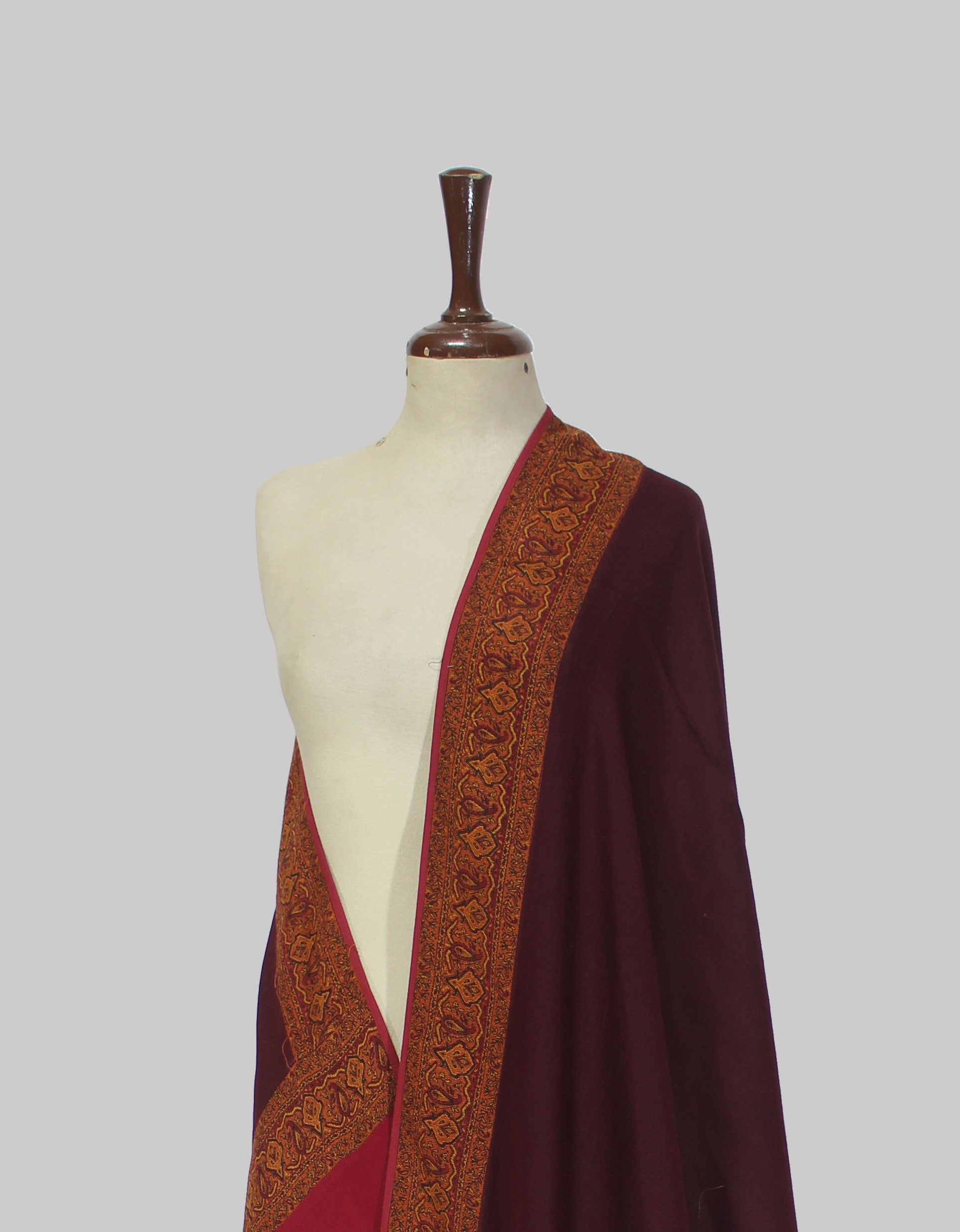Dark Mahroon Zahra Crimson Border  Shawl