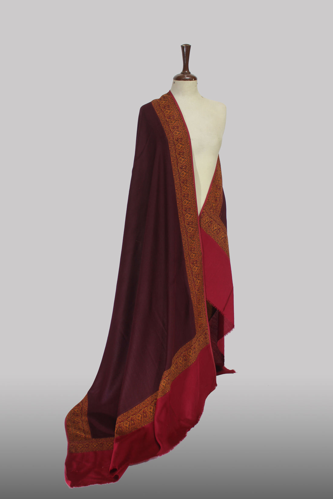 Dark Mahroon Zahra Crimson Border  Shawl